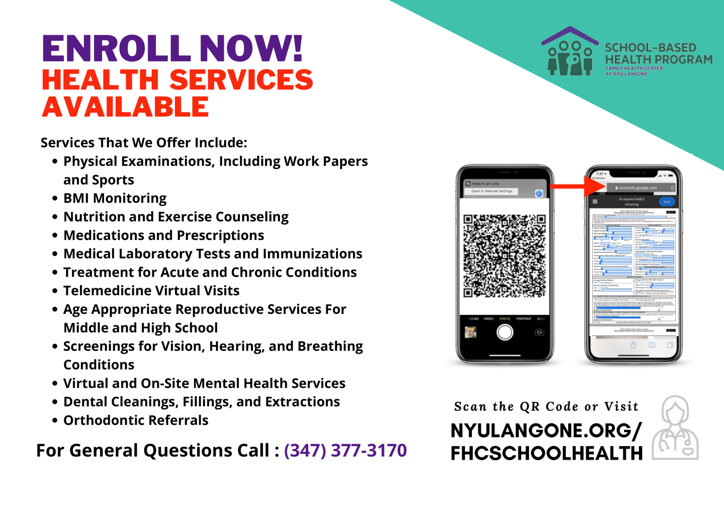 All Services School Based Health NYU FLYER for Social Page 4 14X20 Poster Size